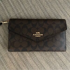 Coach original black and brown wallet with handle strap